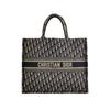 [Pre-Owned] Book Tote Hand-Embroidered Monogram Large Capacity Canvas Tote Bag - Excellent #1IQJUWZ