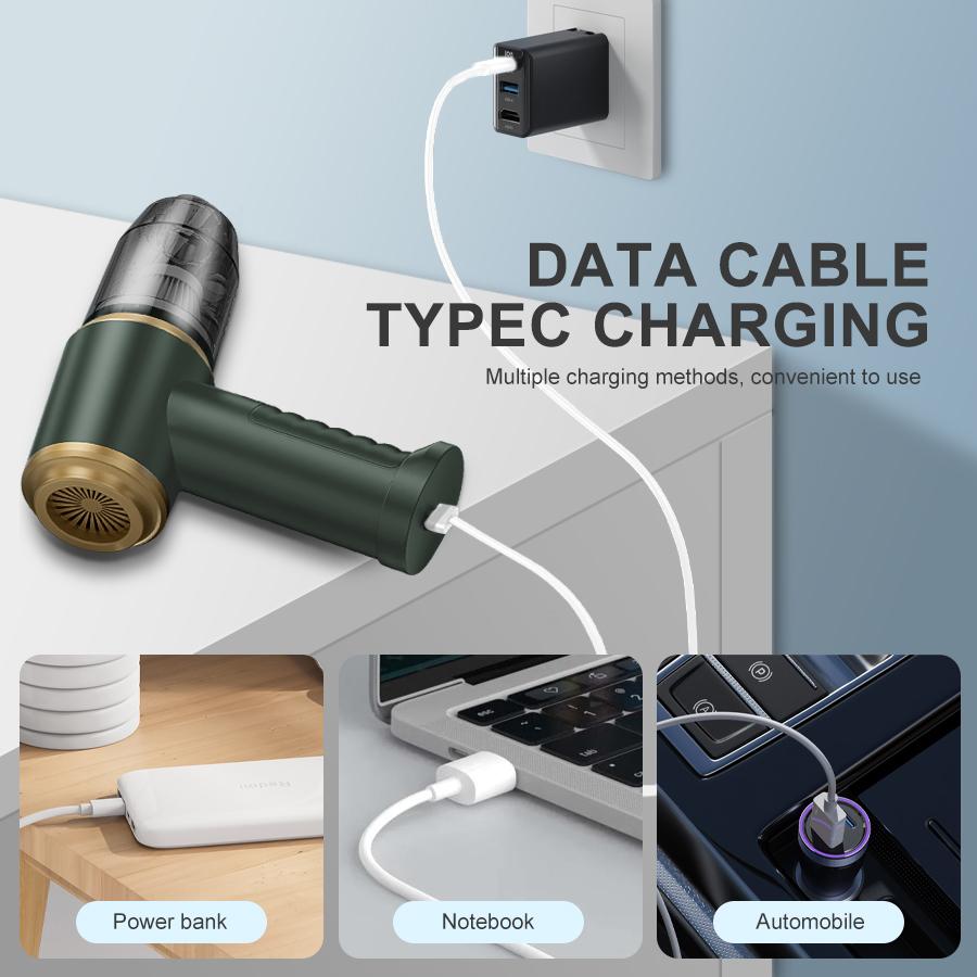 Kabelloser Staubsauger mit 4000mAh wiederaufladbarer Lithiumbatterie USB-Ladekabel Akku-Staubsauger für Auto, Büro