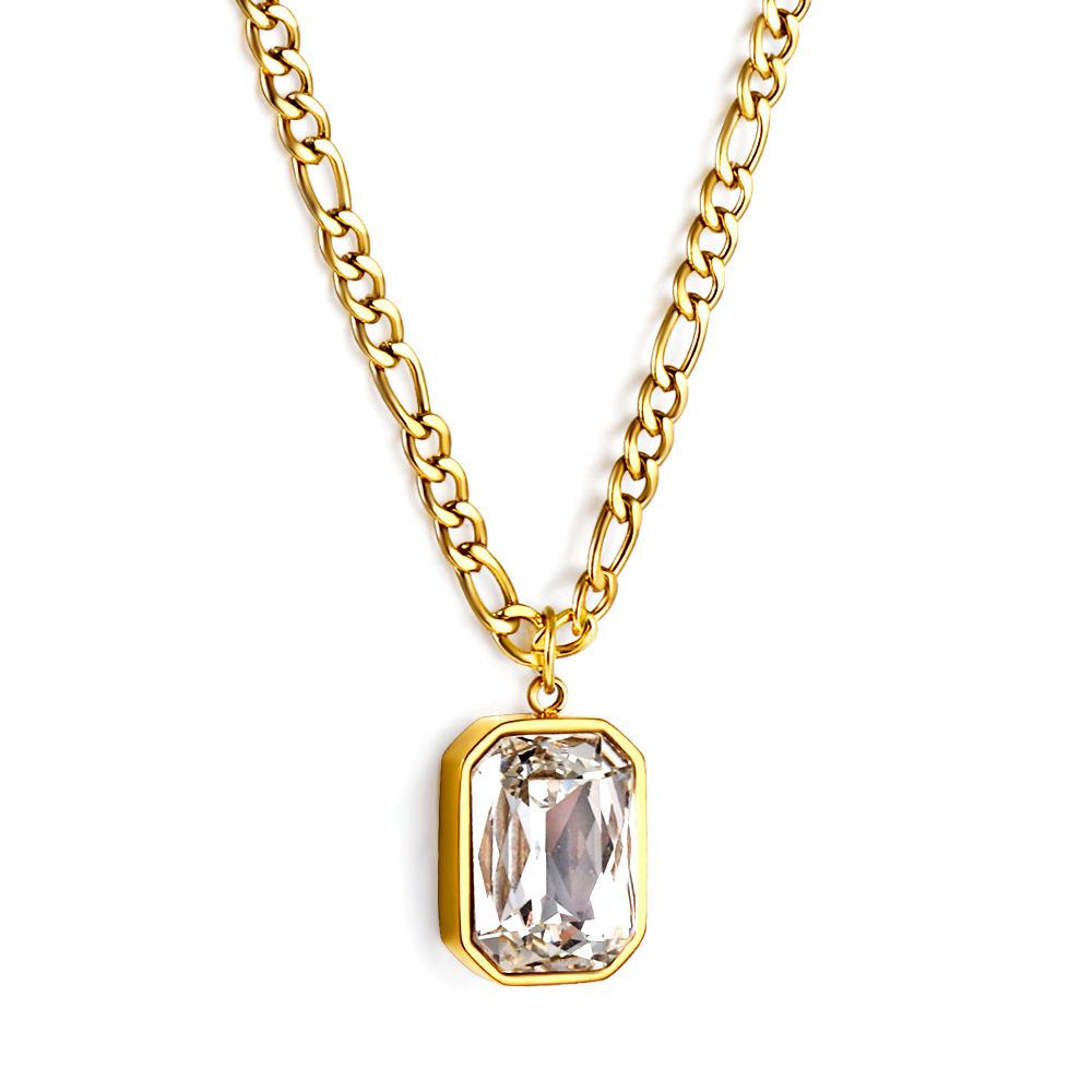

Ins Titanium Steel Colored Diamond Necklace Light Luxury Personality Collarbone Chain Qixi Festival Gift for Women