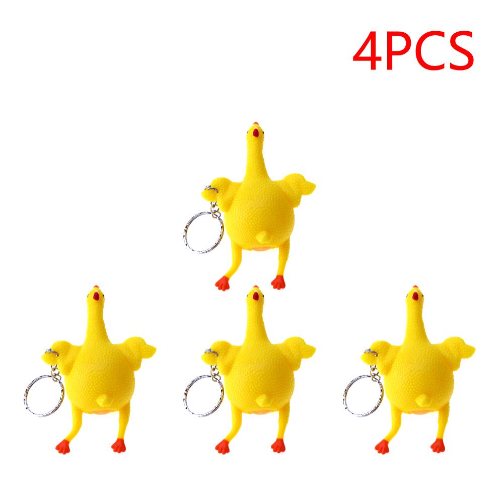 Funny Chicken Egg Laying Hens Crowded Stress Ball Keychain Portable Squeeze Chicken Key Ring Funny Spoof Tricky Gadgets Toy