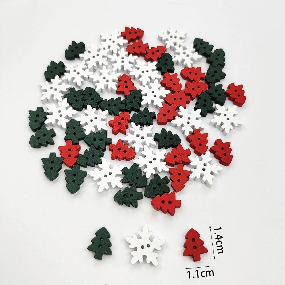 50Pcs Mixed Christmas Wood Chips Christmas Wooden Decoration Snowflake Chips Elk Xmax Tree Ornament Christmas Diy Craft Supplies
