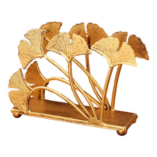 Ginkgo Vertical Napkin Holder Rustic Ginkgo Leaves Napkin Storage Holder Metal Paper Towel Dispenser Kitchen Tabletop Decorative Organizer for 1440₽