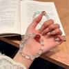 Natural White Quartz Beaded Bracelet With Strawberry Crystal Accents Handmade Fashion Boho Style Women