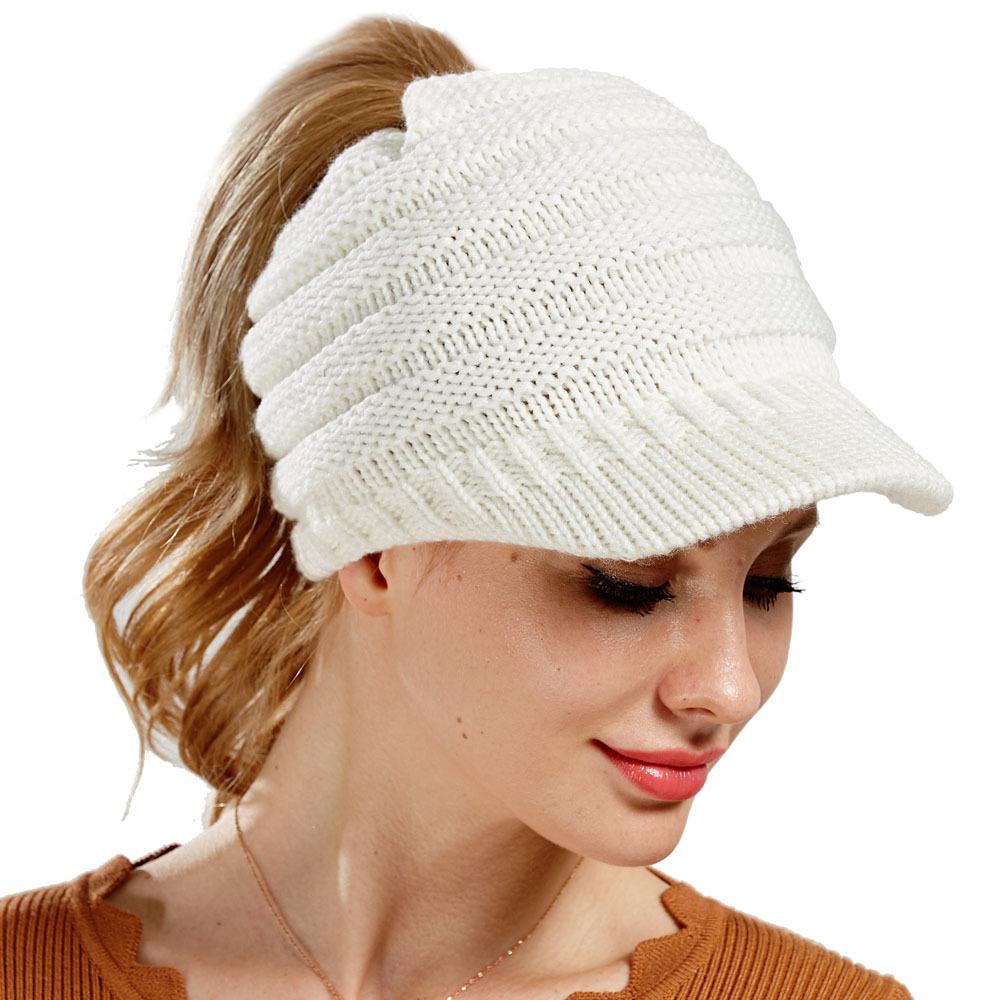 Ins neue gestrickte Baseballkappe für Damen ohne Logo offene Zopfmütze Hüte für Damen und Herren Skisportmütze