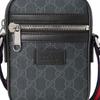 Gucci Vintage Logo Streifen Web-Canvas und Leder Umhängetasche Herren Umhängetasche Schwarz Grau 598103-K5RLN-1095