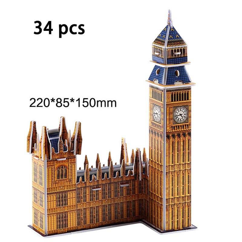 Bastel Architektur 3D Pappe Puzzle Spielzeug Notre Dame de Paris Eiffelturm Basilius-Kathedrale Weltberühmtes Architekturmodell Spielzeug