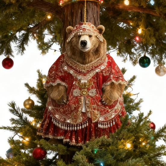 Polar Bear Christmas Ornament Cute Bear Xmas Tree Ornament 2D Acrylic Hanging Pendant for Car Interior Home Decor