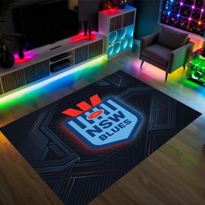 NSW Blues Design Crystal Velvet Carpet Cozy Non?Slip Printed Rug For Bedroom Living Room Entrance