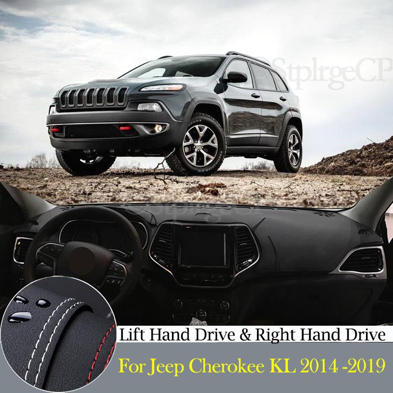 Vysoce kvalitní kožená podložka na ochranu palubní desky a podložka proti oslnění pro Jeep Cherokee KL 2014 -2019 autodoplňky pro styling