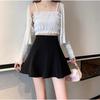 Women's Spring Summer Plus Size A-Line Short Umbrella Skirt Pleated Puffy Underlay Casual All-match Versatile Skirt-Trousers Academic Style
