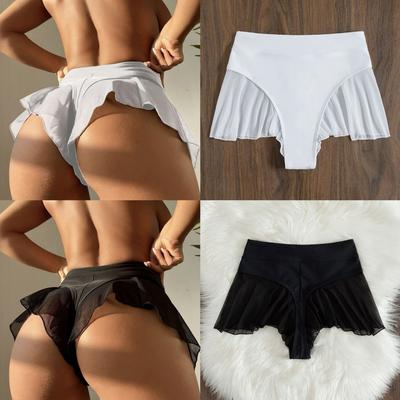 2 barvy Dámské kalhotky do bikin se síťovinou Vintage plavky s vysokým pasem