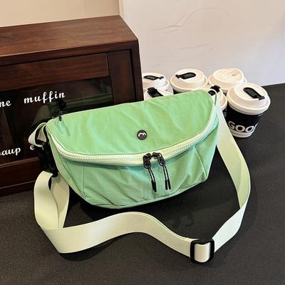 2025 New Casual Sports Women's Breast Bag Simple Versatile Messenger Bag Washed Cloth Lightweight One Shoulder Saddle Bag