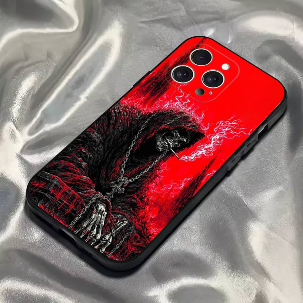 Santa Muerte Art Phone Case For iPhone 16,15,14,13,12,11,Pro,Max,Plus,X,XS,SE4,E,Mini,Soft Black Case