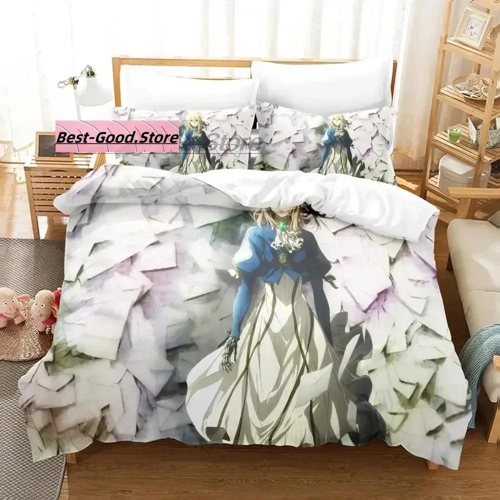 Violet Evergarden Bedding Set Single Twin Printed Bed Set With Pillowcase Duvet Cover Soft Single Double Queen Super King Size