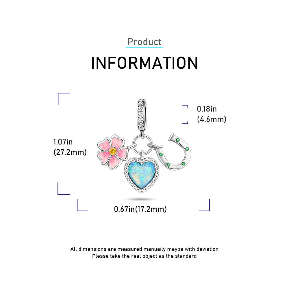 Charms Plata Horseshoe Heart Flower Copper Plated For Charms Copper Plated Original Bracelet For Jewelry Making