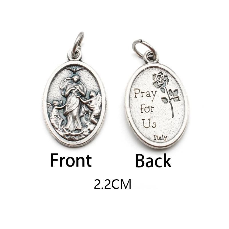 Reversible Metal Charms Necklace Bracelet DIY Accessories Philomena Our Lady Benedict Religious Figures Charms Catholic Figures