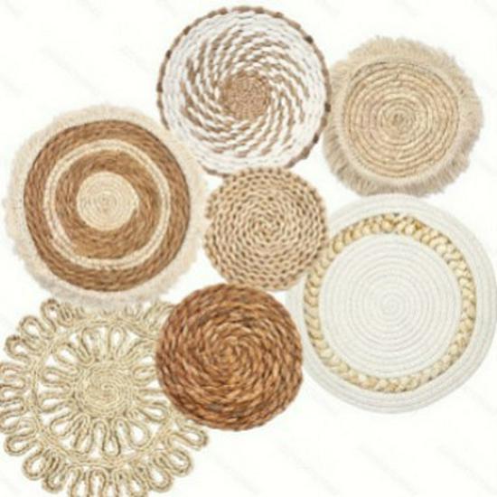 Bohemian Woven Wall Basket Set - Handwoven Hanging Decor for Living Room or Entrance