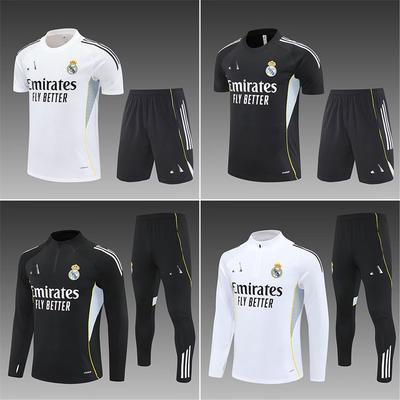 2426 Real Madrid Trikot Langarm Halbzip Vor dem Spiel Fußball Trainings-Trikot Auswärts-Trikot Erwachsenen Kurzarm Kinderanzug