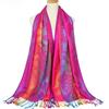 Ethnic Style Colorful Cashew Embroidered Long Scarf Rainbow Gradient Tassel Scarf Shawl Women's Headscarf