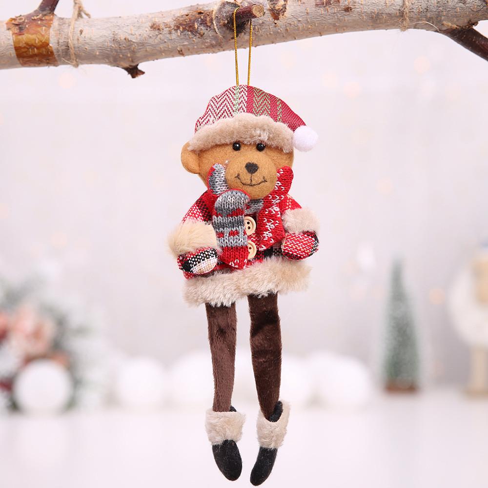 

Checkered Fabric Unique Hanging Leg Ornaments Featuring Snowman Reindeer And Bear Checkered Bear