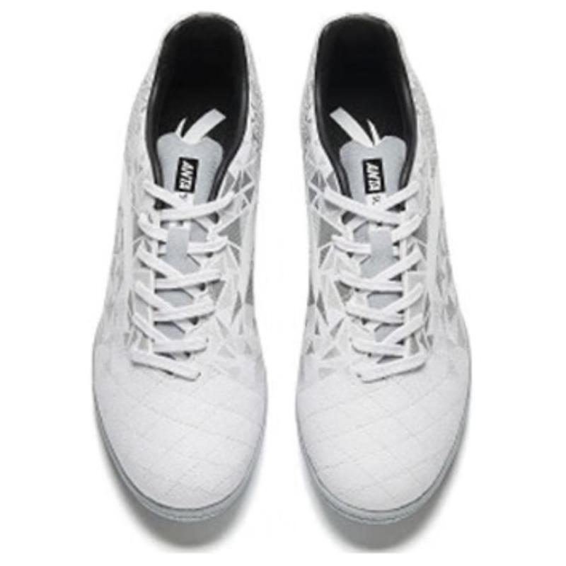 Anta TF Turf Artificial Ground Anti Slip Wear Resistant Soccer Shoes Men's White Gray Sneakers