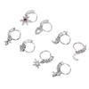 8pcs Hanging Nose Ring Flower Star Heart Pendant Dangle Nose Ring Fashion Jewelry for Women Silver Inner Diameter 8mm