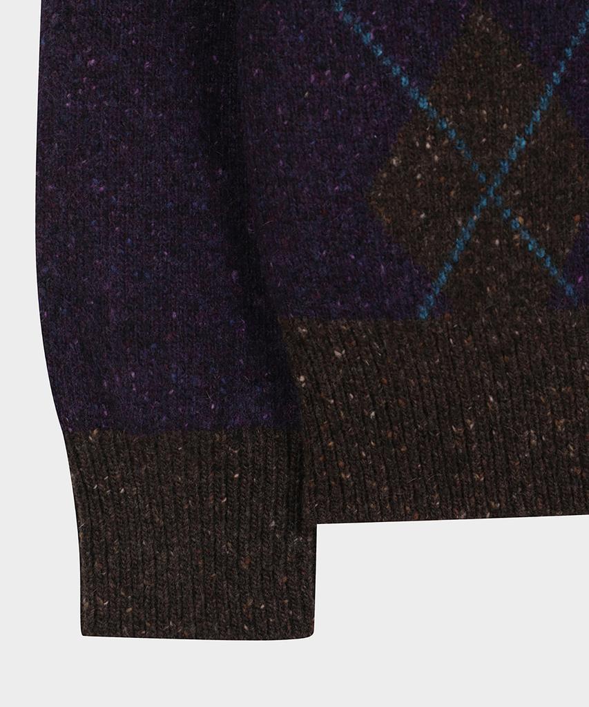 BROOKS BROTHERS Archive Argyle V-Neck Sweater (Purple) (Bbwnmm3931Tew)
