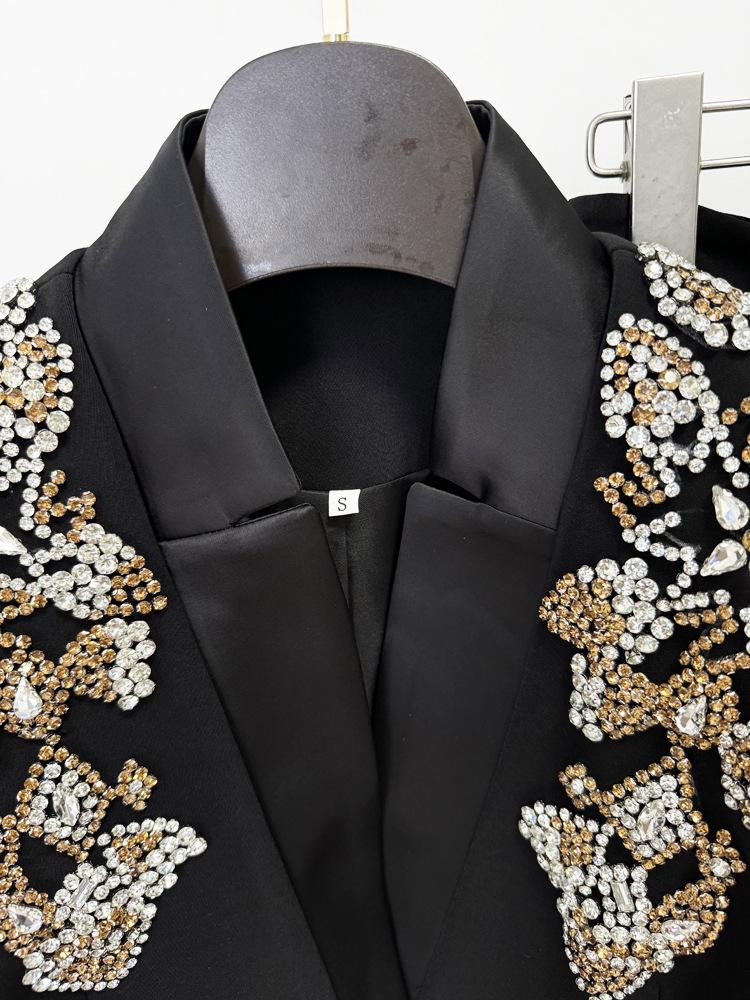High-End Embroidered Rhinestone Suit Jacket with Slit Pants - Early Spring 2026 Collection
