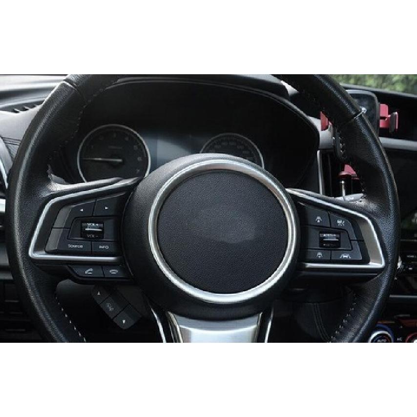 For Subaru Crosstrek 2019-2023 Silver Titanium Steering Wheel Logo Emblem Trim