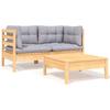 VidaXL Solid Pine Wood 3 Pcs Garden Lounge Set with Cushions Patio Furniture Outdoor Furniture Garden Furniture 806675