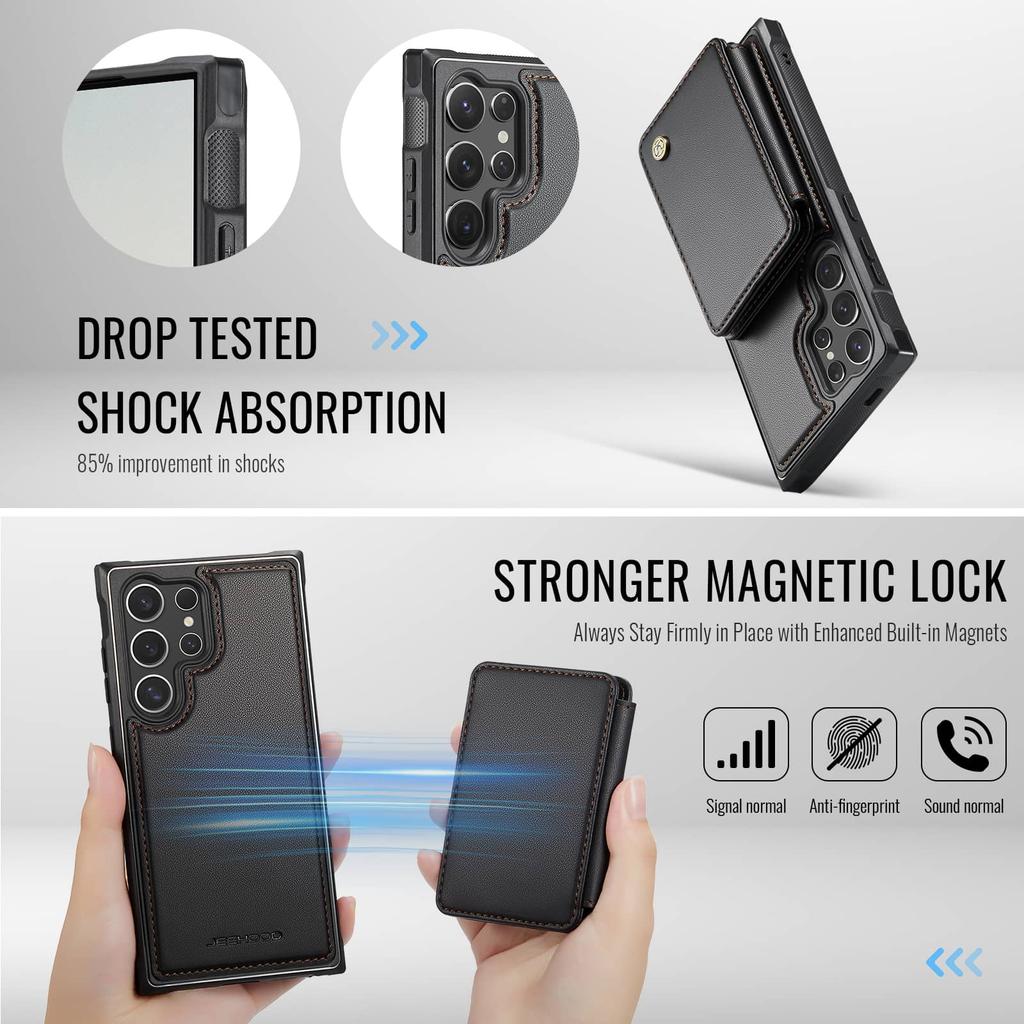 Custodia Portafoglio Magnetica 2 in 1 Staccabile per Samsung Galaxy S25 Edge S25 S24 S23 S22 S21 S20 Ultra con Porta Carte, Blocco RFID