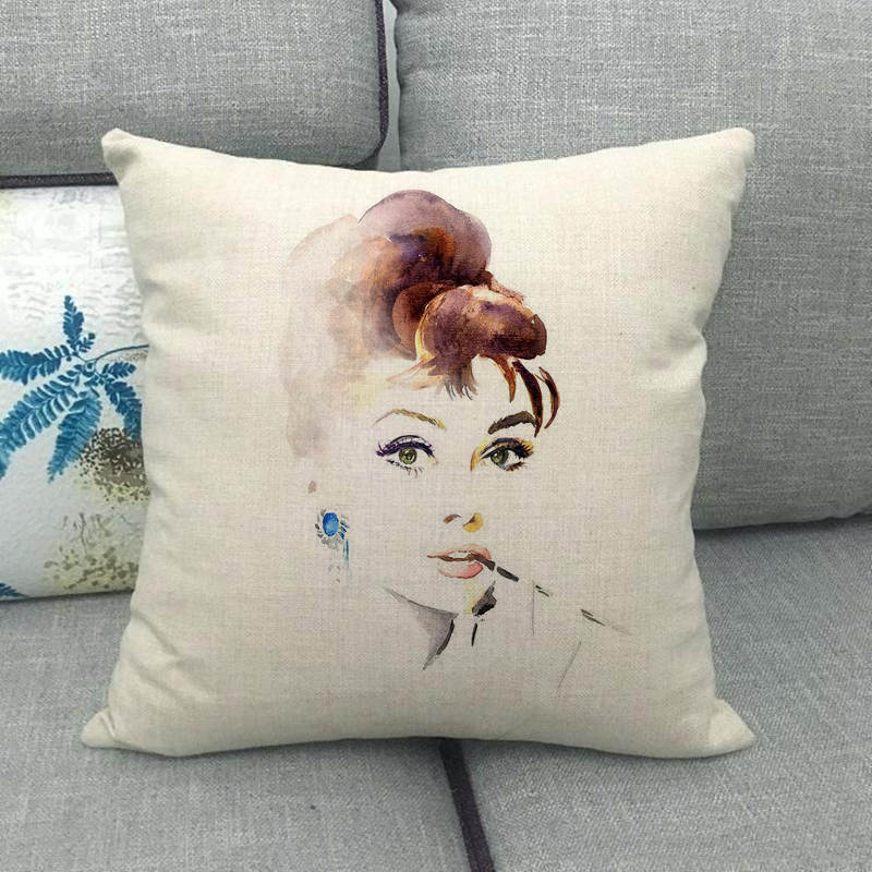 Portrait Oil Painting Of A Celebrity Digital Printing Short Plush Pillow Covers For Car Sofa Office Cushion Cover Home Goods