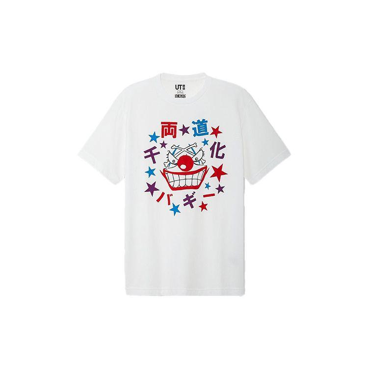 Uniqlo × One Piece Printed Fitted Straight-Cut Crew Neck Short Sleeve T-Shirt Men Tops White 422343-00
