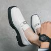 Men's Penny Loafer White Dress Shoes Wedding Thick Sole Height Increase Casual Brown Leather Prom Party Disco Shoes Plus Size