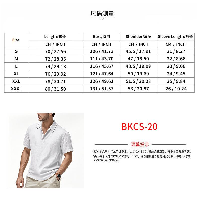Men's Linen Polo Shirt Summer British Style Breathable Quick Dry Loose Fit Short Sleeve Casual Top