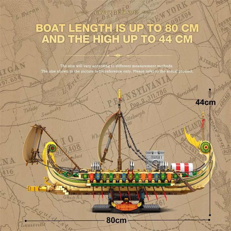 2982PCS Greek Trireme Building Blocks War Battle Ship Model Bricks Desktop Decoration Educational DIY Toy For Kids Holiday Gifts