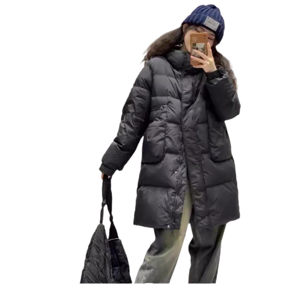 Fashion casual stand-up collar down jacket women's winter new Korean version loose and thin medium and long warm jacket tide