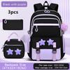 3pecs/set Pentagram School Bags for Junior High School Girls Large Capacity Cute Patchwork Backpack with Pencil Case Lunch Box