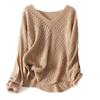 Plus Size Autumn Winter Women Long Sleeve Loose Solid Color Sweater Hollow Out Oversized Pullover Casual Knitted Tops