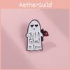 New Stylish Ghost Brooch For Halloween Featuring Playful Geometric Design And Alloy Material