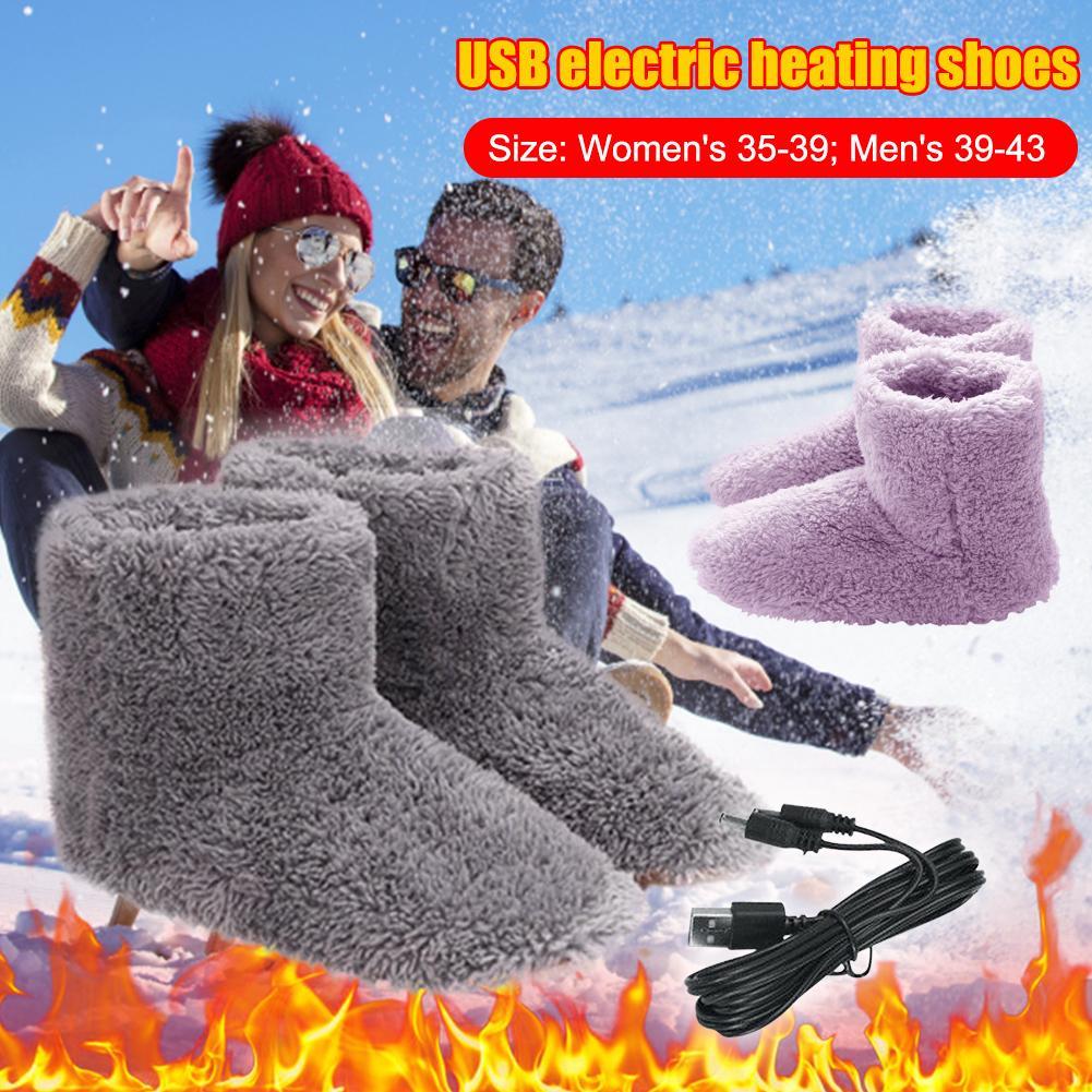 Electric Heating Shoes Washable USB Heated Boots Rechargeable Foot Warmer Pad Mat for Women Men Winter Warmer Boots CN 35-43