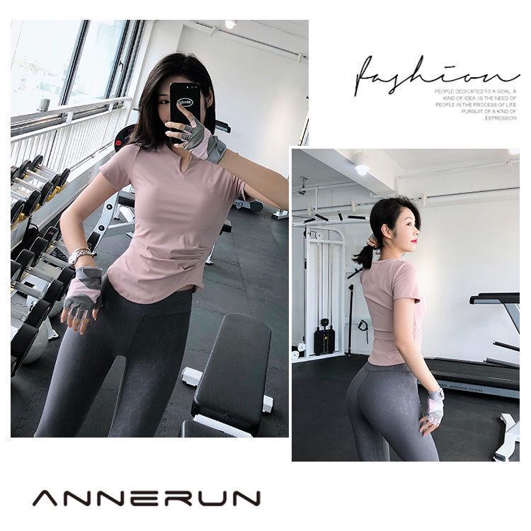 Women's Quick-Dry V-Neck Yoga T-Shirt - Short Sleeve Fitness Top for Pilates & Running