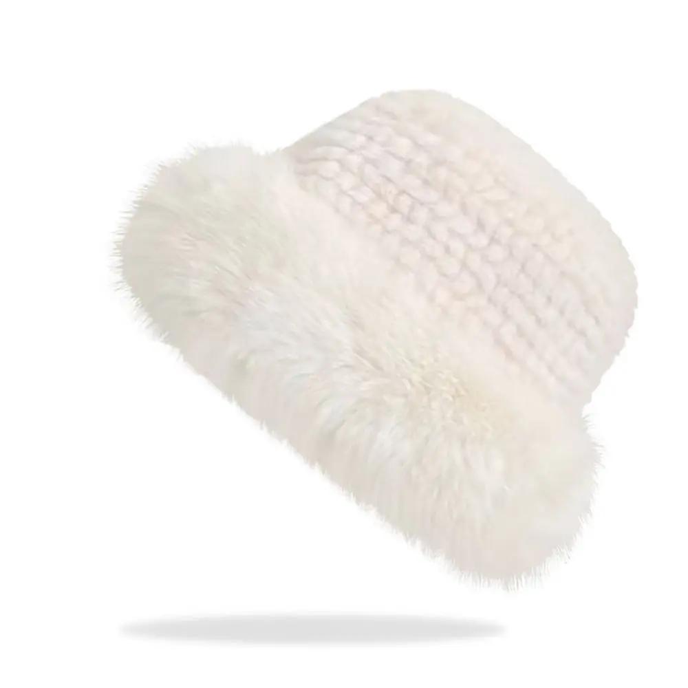 Fashion Windproof Winter Hat Wool Imitation Mink Hair Pullover Hat Warm Beret Ear Protection Cap