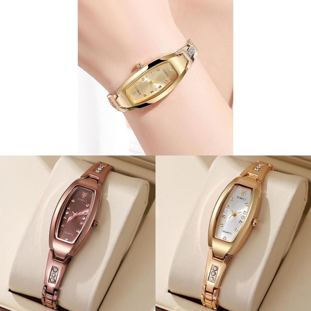Elegant Fashion Oval Diamond Embellished Ladies Watch With Quartz Movement For Casual Wear
