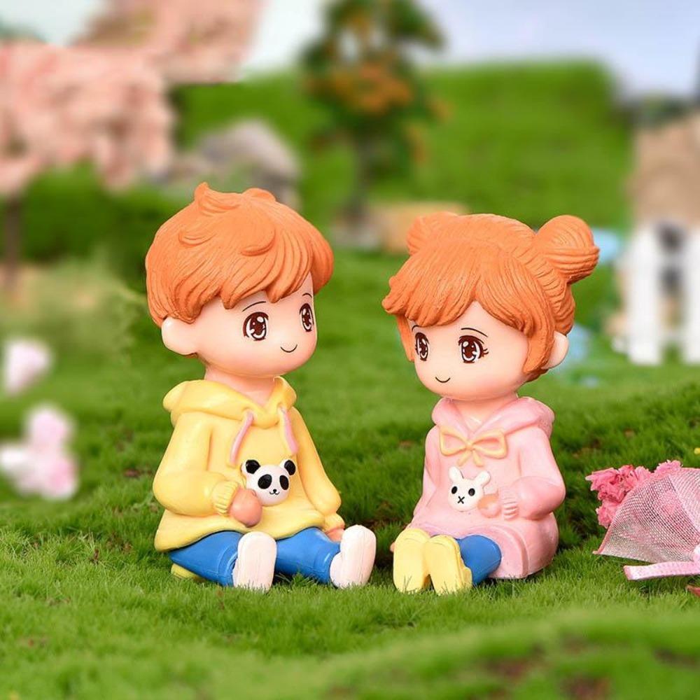 New Lovers Figures Couple Miniature Home Decor People Boy Girl Model Princess Fairy Gnome Valentine's Day Gift Dollhouse