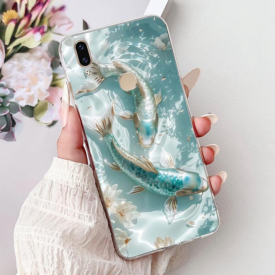 Für Vivo V9 Youth Hülle 1727 1726 Niedliche Liebesherz Bemalte Abdeckung Weiche Dünne Handyhülle Für Vivo Y85 Y89 V 9 Youth VivoV9 6GB Fundas