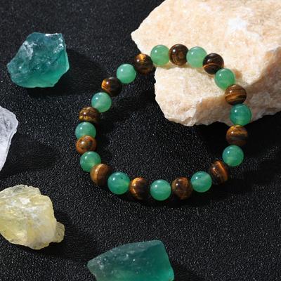 Tiger's Eye Stone Green Bracelet Women's Jewelry Handmade Beaded Bracelet with Hanfu