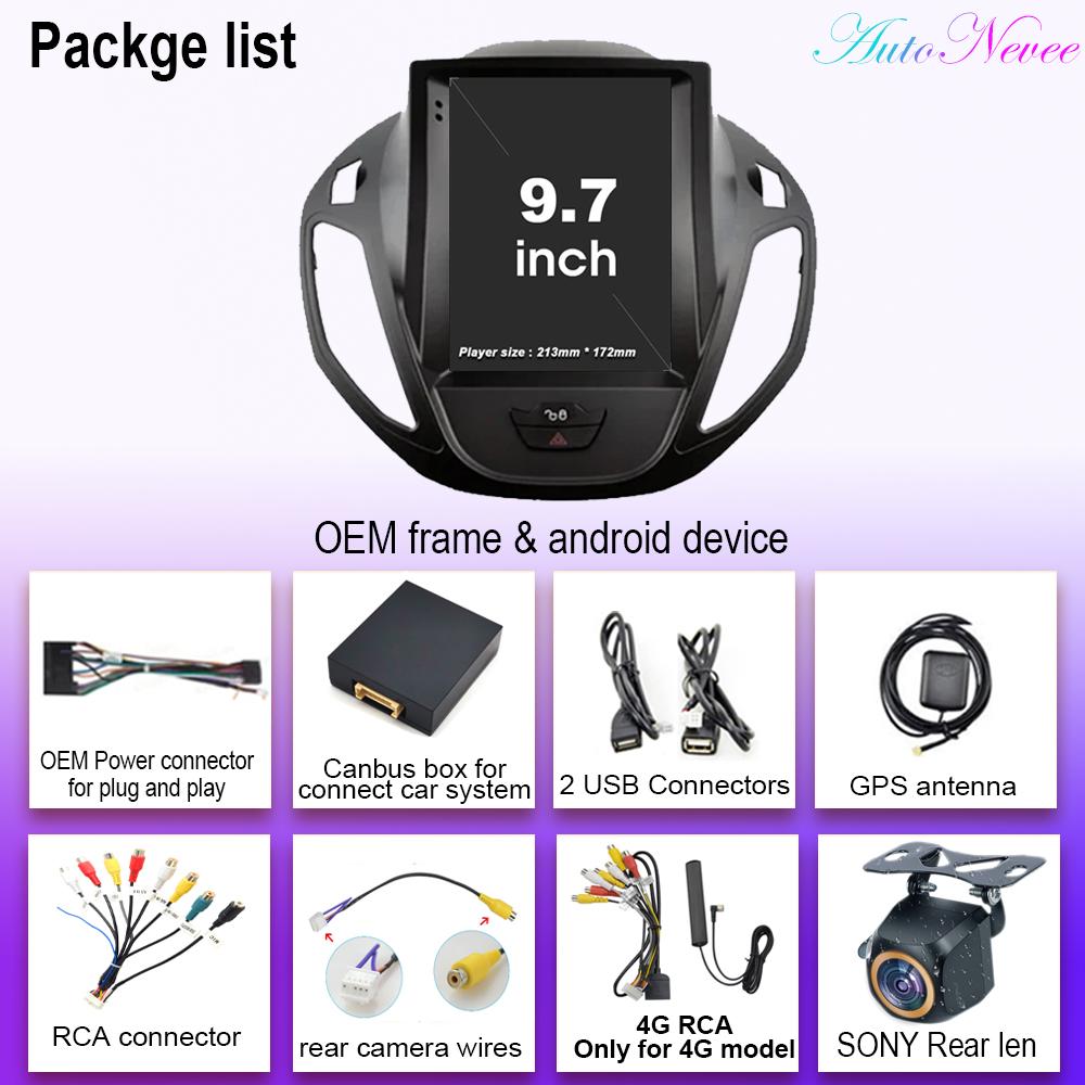 Car Radio For Ford Tourneo Transit 2012-2025 Stereo Multimedia 9.7 Inch  Vertical Screen Navigation Android Auto NO 2dIN