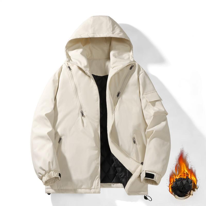 Men's Cotton Thickened Bread Clothing Youth Fashion Hooded Casual Jacket