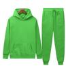 Autumn/Winter Solid Color Hooded Sweatshirt and Sport Pants Set - Unisex Casual Two-Piece
